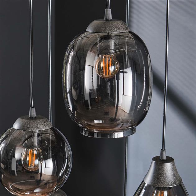 Modera - Hanglamp 5L getrapt mix - Chromed glas meubelboutique.nl