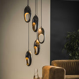 Modera - Hanglamp 5L open oog getrapt - Oud zilver