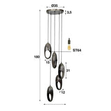 Modera - Hanglamp 5L open oog getrapt - Oud zilver