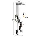 Modera - Hanglamp 5L open oog getrapt - Oud zilver