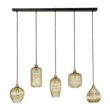 Modera - Hanglamp 5L stripe glass mix - Amberkleurig glas