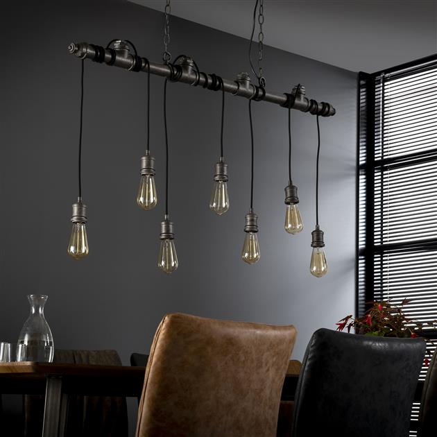 Modera - Hanglamp 7L industrial tube wikkel - Oud zilver