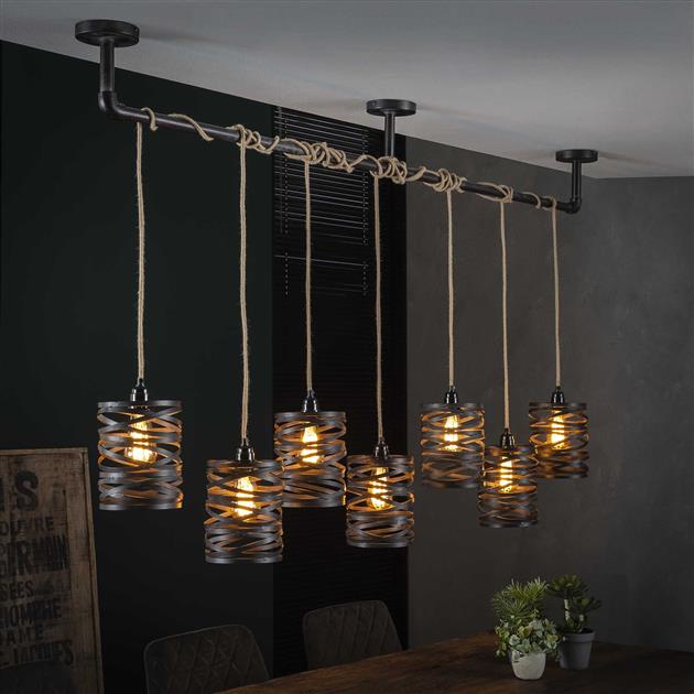 Modera - Hanglamp 7L twist wikkel XL - Slate grey meubelboutique.nl