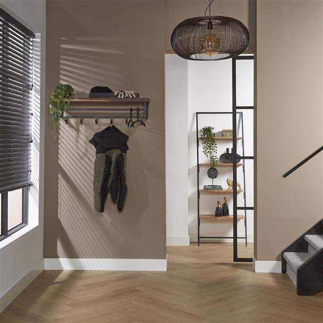 Modera - Kapstok Daytona 6 haken hoedenplank - Massief Saja natural