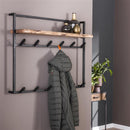 Modera - Kapstok air solid 12 haken hoedenplank - Massief acacia naturel