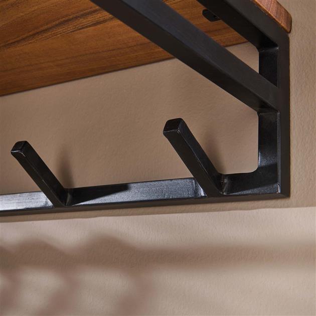 Modera - Kapstok custom 6 haken hoedenplank - Massief acacia naturel