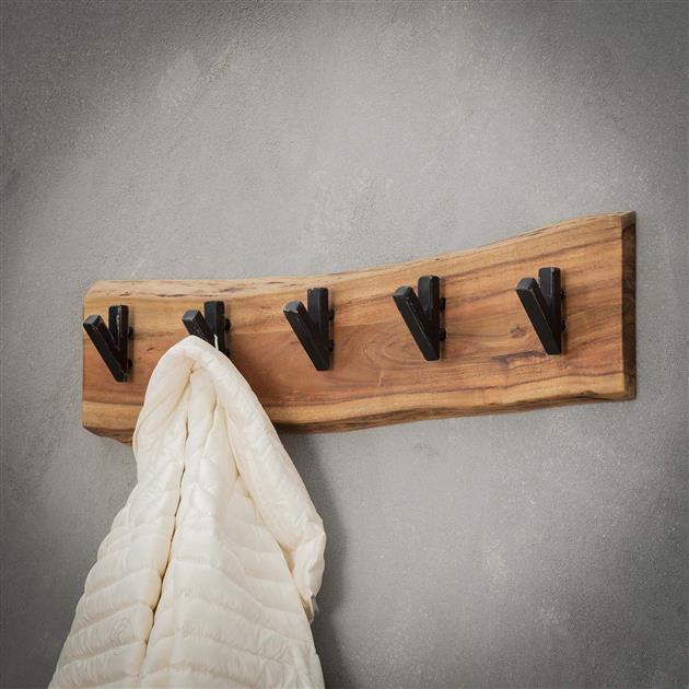 Modera - Kapstok edge 5 haken - Massief acacia naturel