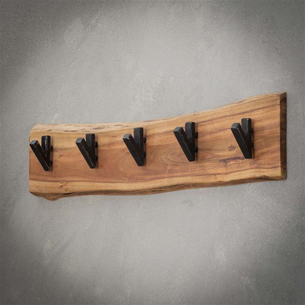 Modera - Kapstok edge 5 haken - Massief acacia naturel