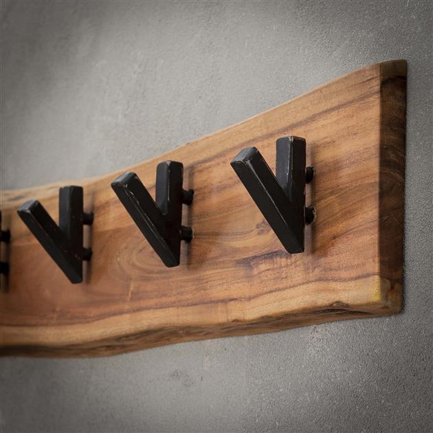 Modera - Kapstok edge 5 haken - Massief acacia naturel