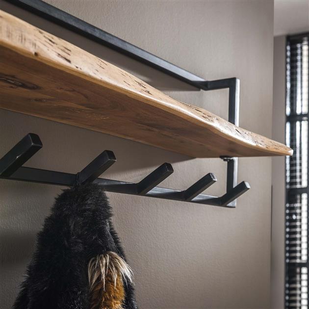 Modera - Kapstok edge shelve 6 haken - Massief acacia naturel