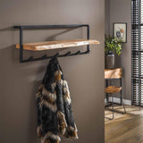 Modera - Kapstok edge shelve 6 haken - Massief acacia naturel