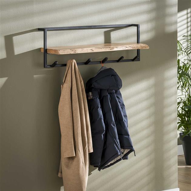 Modera - Kapstok edge shelve 6 haken - Massief acacia naturel