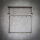 Modera - Kapstok industrial 2x6 haken roede -hoedenplank-Zilver