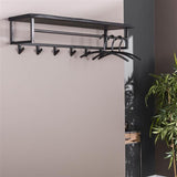 Modera - Kapstok yucon 6 haken hoedenplank - Massief acacia zwart