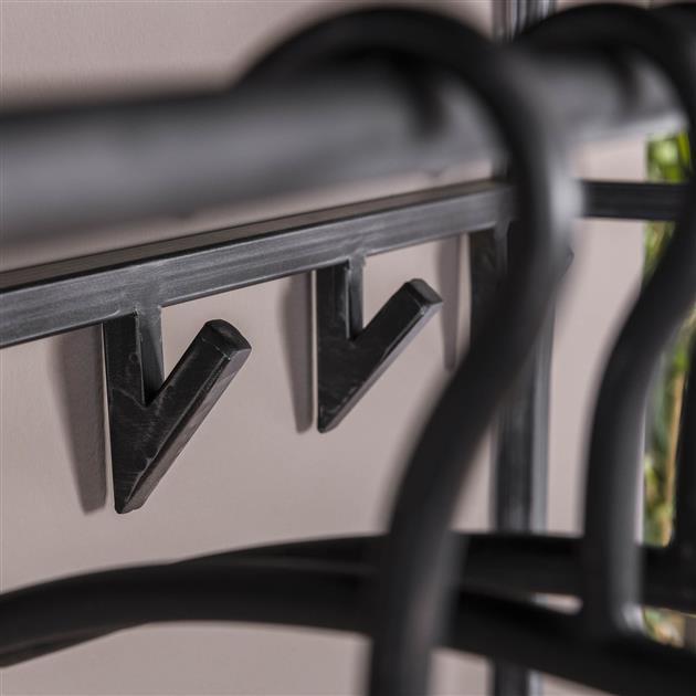 Modera - Kapstok yucon hoog 12 haken hoedenplank - Massief acacia zwart