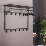 Modera - Kapstok yucon hoog 12 haken hoedenplank - Massief acacia zwart