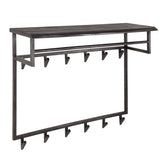 Modera - Kapstok yucon hoog 12 haken hoedenplank - Massief acacia zwart