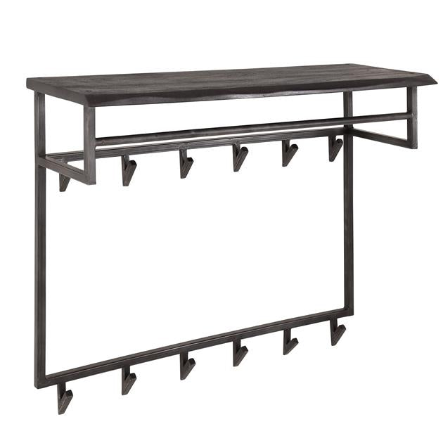 Modera - Kapstok yucon hoog 12 haken hoedenplank - Massief acacia zwart