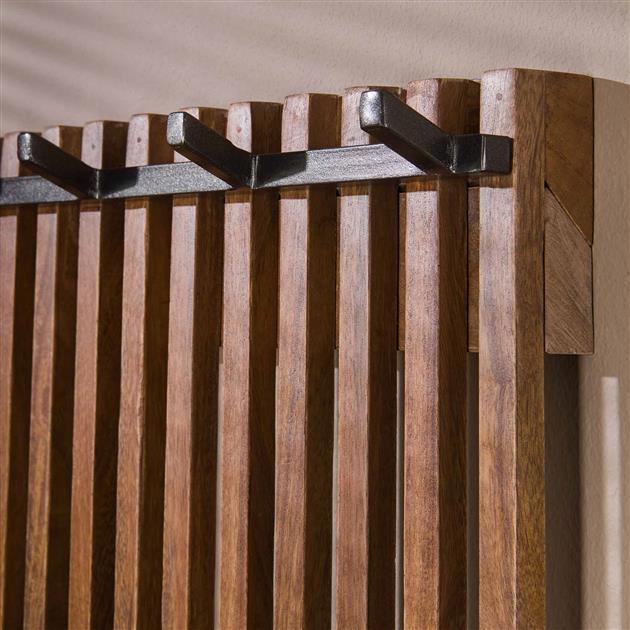 Modera - Kapstokrek 14 haken tweak - Massief mango zandkleur