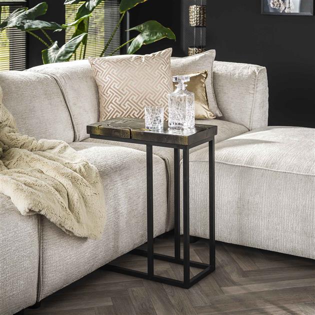 Modera - Laptoptafel black and gold - Massief gerecycled teakhout black gold