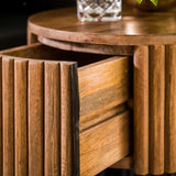 Modera - Nachtkastje 1L tweak rond - Massief mango zandkleur