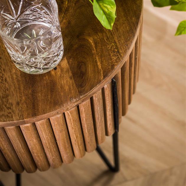 Modera - Nachtkastje 1L tweak rond - Massief mango zandkleur