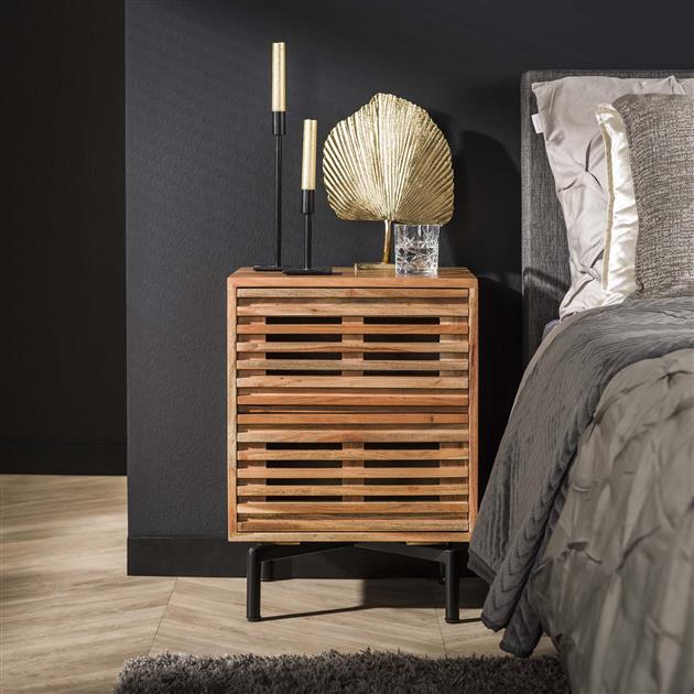 Modera - Nachtkastje 2 lades slide - Massief acacia naturel