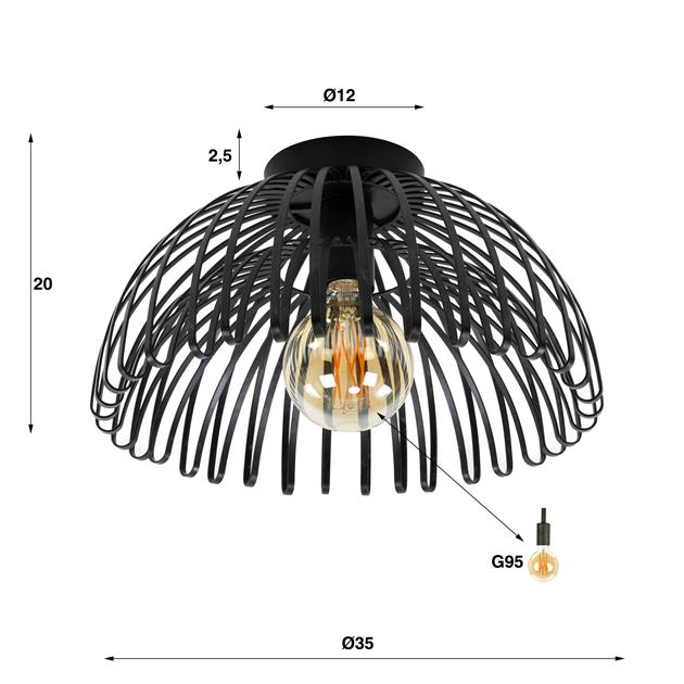 Modera - Plafondlamp 1L Bend - Charcoal meubelboutique.nl