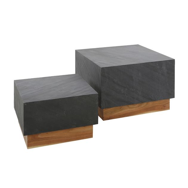 Modera - Salontafel set-2 blox slate - Leisteen meubelboutique.nl