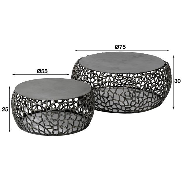 Modera - Salontafel set-2 maze zandgegoten - Zwart nikkel