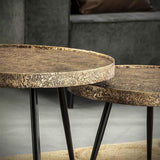 Modera - Salontafel set-2 opstaande rand rond metallic - Brons antiek