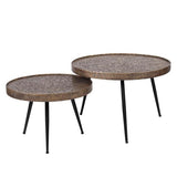 Modera - Salontafel set-2 opstaande rand rond metallic - Brons antiek
