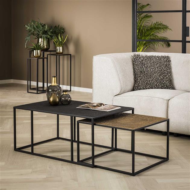 Modera - Salontafel set-2 rechthoek iron metallic - Grijs