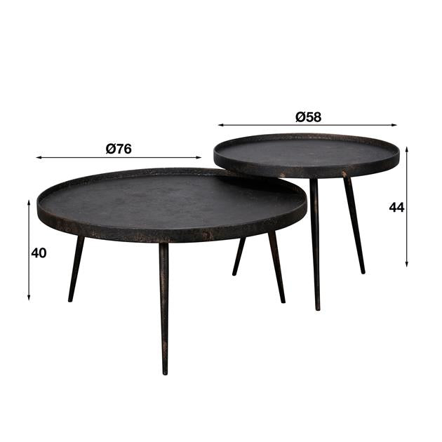 Modera - Salontafel set-2 rond metallic - Grijs