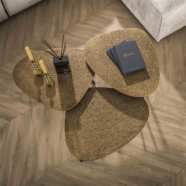 Modera - Salontafel set-3 driehoekig metallic - Brons antiek