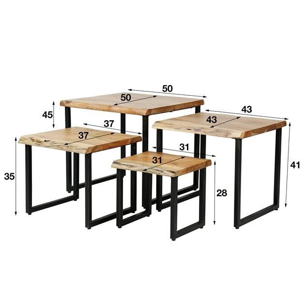 Modera - Salontafel set-4 edge - Massief acacia naturel meubelboutique.nl