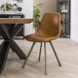 Modera - Stoel zig-zag plat frame. VPE4 - Saddle PU cowhide bruin - set van: 4