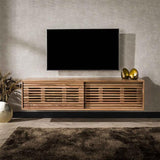 Modera - TV-meubel zwevend 2 deuren slide - Massief acacia naturel