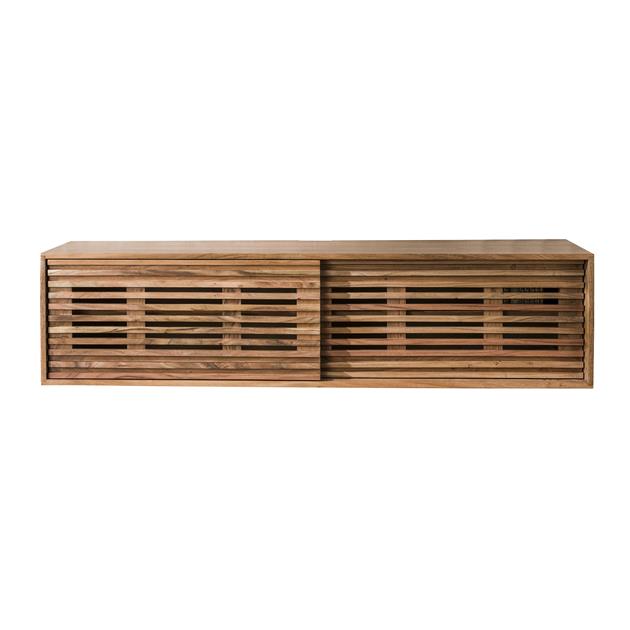 Modera - TV-meubel zwevend 2 deuren slide - Massief acacia naturel