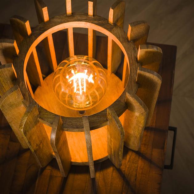 Modera - Tafellamp 1L stripes - Massief mango naturel