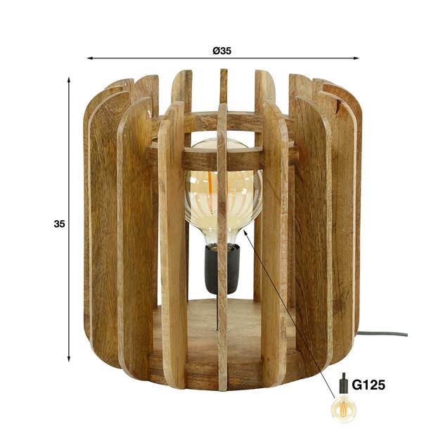 Modera - Tafellamp 1L stripes - Massief mango naturel