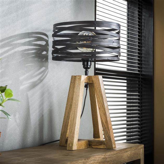 Modera - Tafellamp twist houten kruisframe - Slate grey meubelboutique.nl