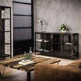 Modera - Vitrinekast Rift metal 2 deuren - Gun metal