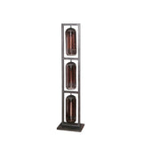 Modera - Vloerlamp 3L tower smoke glas-geperforeerd staal - Artic zwart