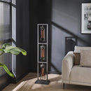 Modera - Vloerlamp 3L tower smoke glas-geperforeerd staal - Artic zwart