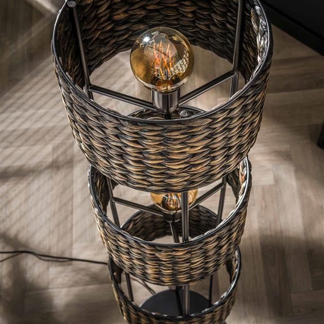 Modera - Vloerlamp 3L tower waterhyacint - Zwart nikkel
