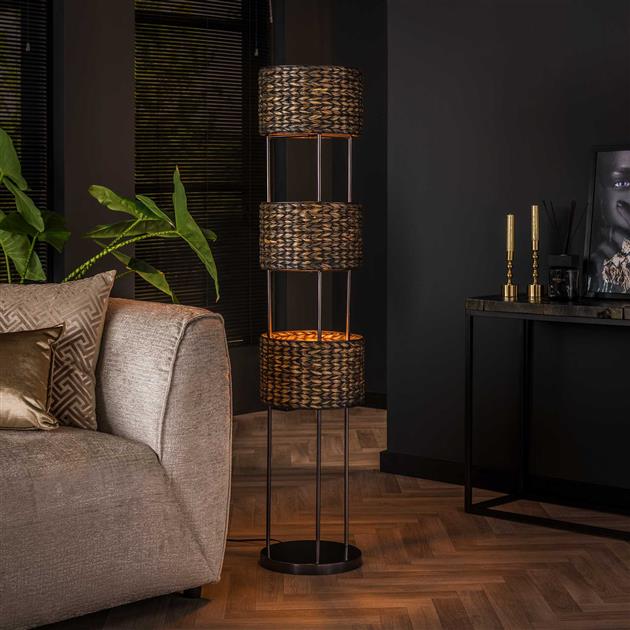 Modera - Vloerlamp 3L tower waterhyacint - Zwart nikkel meubelboutique.nl