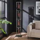 Modera - Vloerlamp 4L tower smoke glas-geperforeerd staal - Artic zwart