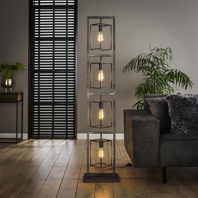 Modera - Vloerlamp 4x cubic tower - Oud zilver