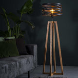 Modera - Vloerlamp twist houten kruisframe - Slate grey
